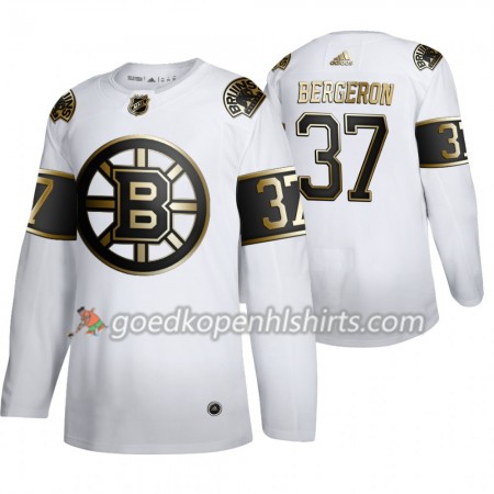 Boston Bruins Patrice Bergeron 37 Adidas 2019-2020 Golden Edition Wit Authentic Shirt - Mannen